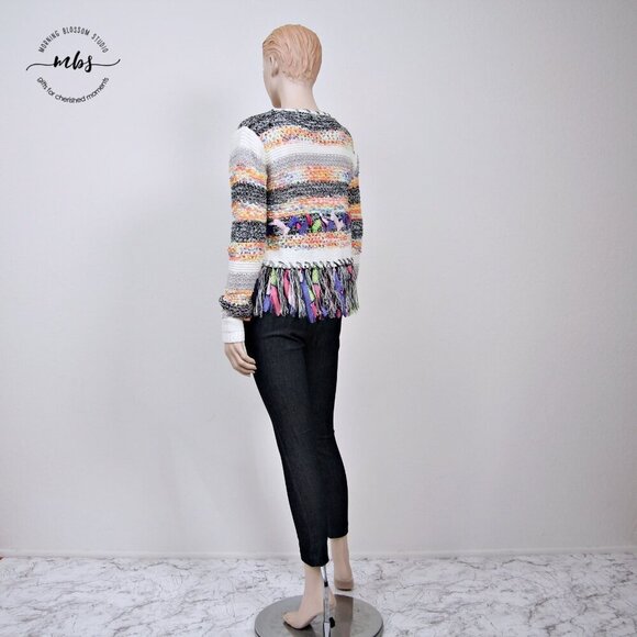 Kamana Knit Tassel Fringe Boho Crochet Cardigan Lagenlook Multicolor Women L - Picture 2 of 12